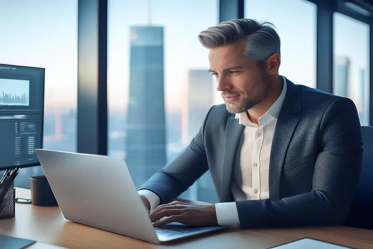 HR person sitting in his office watching the PC 11602