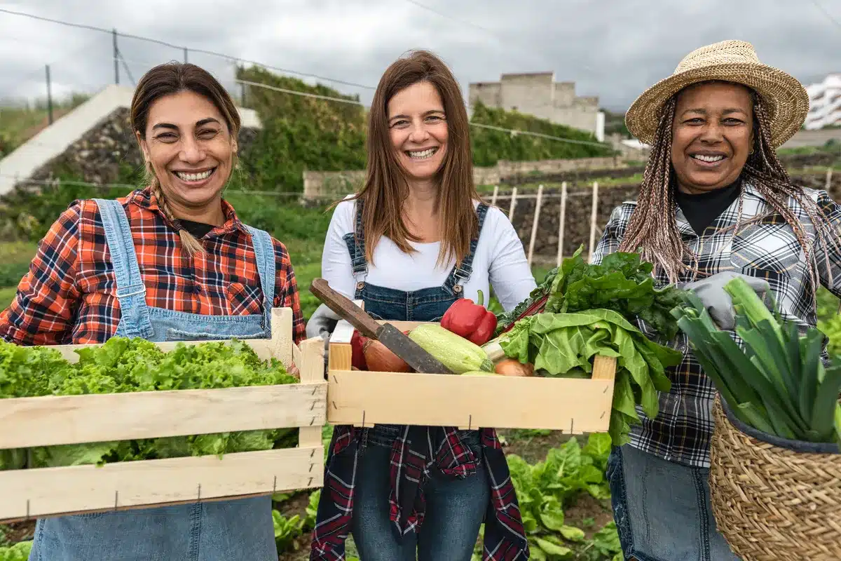 multiracial-female-farmers-working